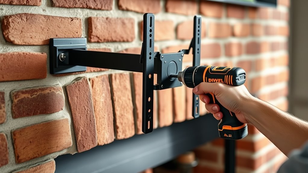 brick fireplace tv mount