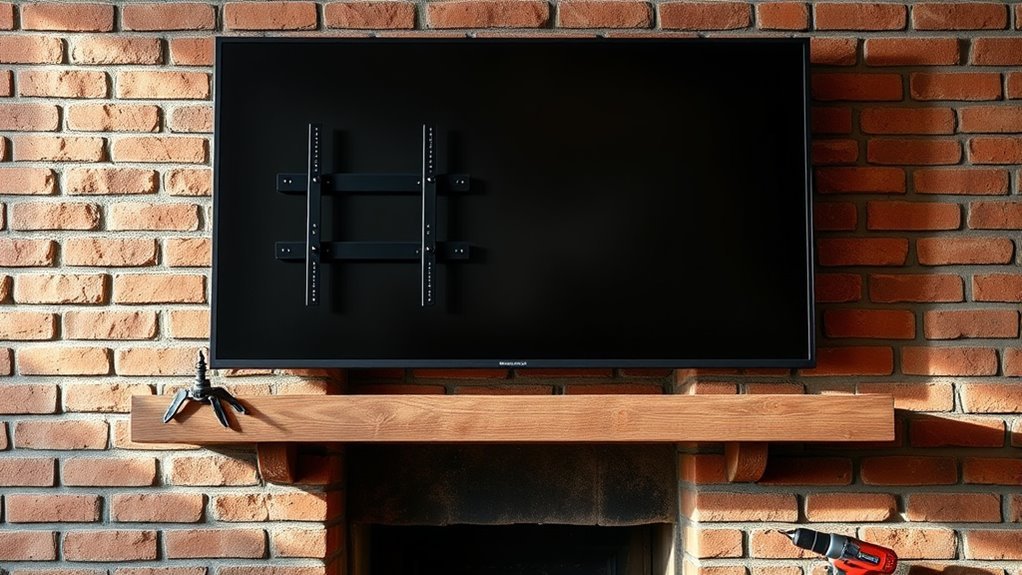 brick fireplace tv mounting