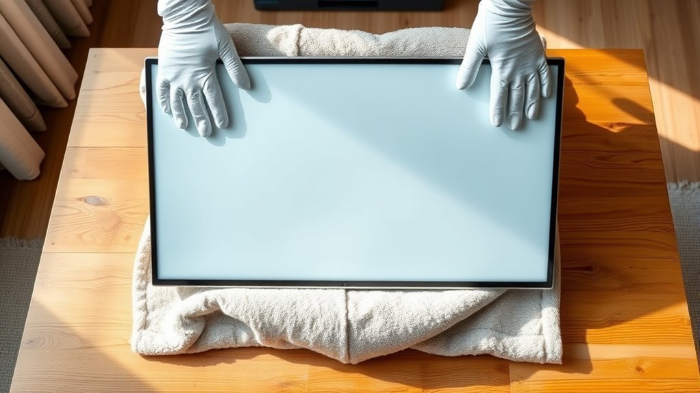 handle tv carefully and gently