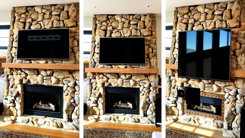 mounting tv on rock fireplace