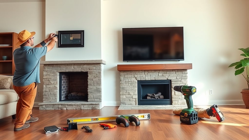 securely mount above fireplace